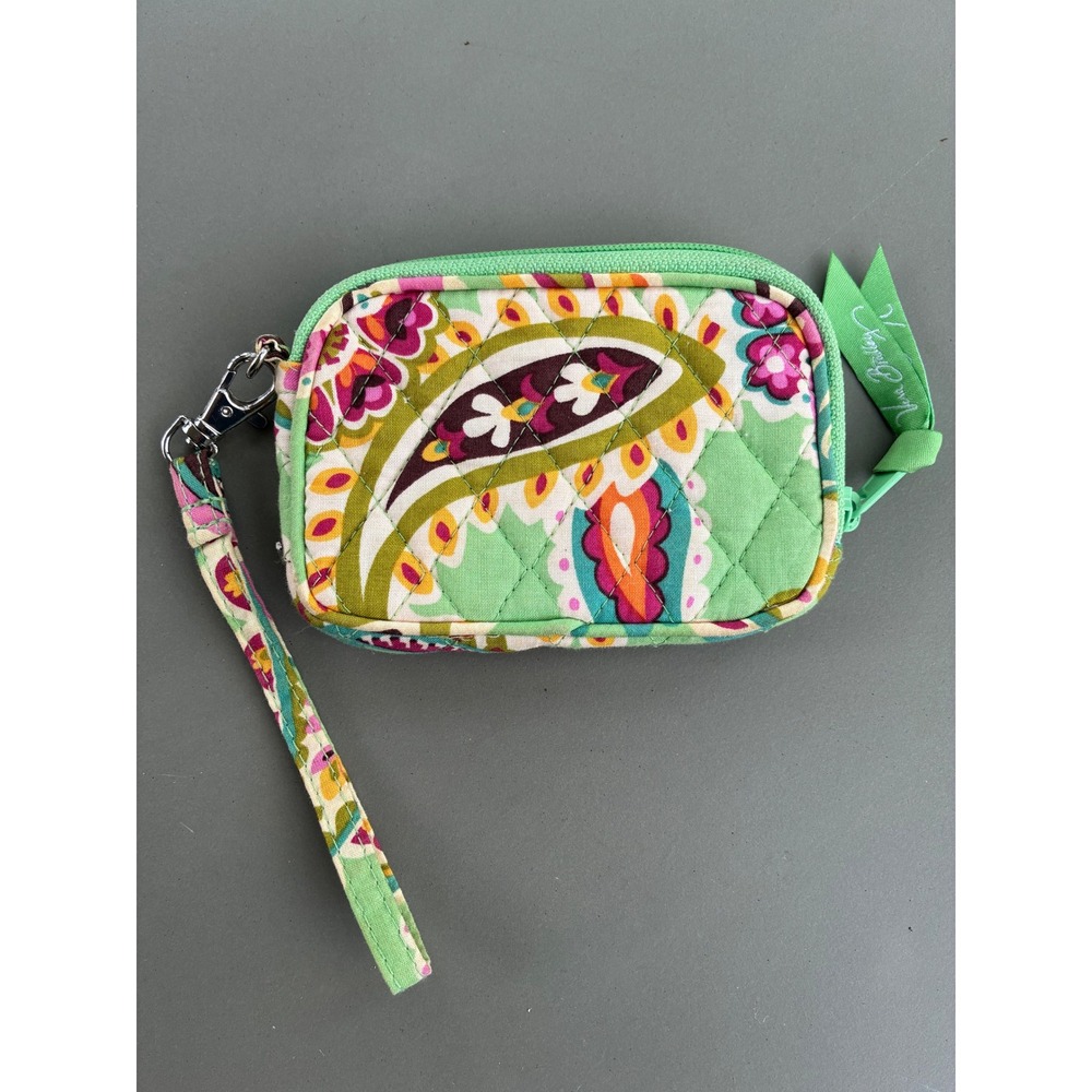 Vera Bradley Limes Up Paisley Quilted Cotton Wristlet Wallet Mini Pouch